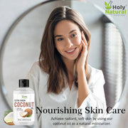 Holy Natural Extra Virgin Coconut Oil | 100% Pure & Cold Pressed | Natural & Organic | Eadible Oil also for Hair & Skin | 300ml