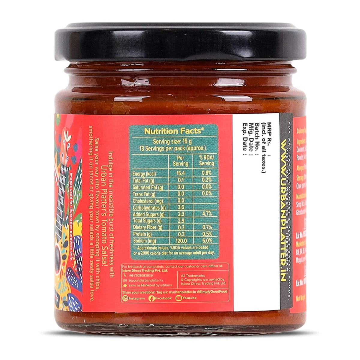 Urban Platter Tomato Salsa, 200g (Preservative Free | Vibrant & Zesty | Mexican Salsa)