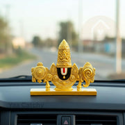 YaaNatural Yaa Catchy Lord Balaji Double-Sided Idol for Car Dashboard & Home Decor Gold Finish Venkateswara Face Statue | Spiritual Gift, Pooja & Office Idol (Balaji Double Side Gold)