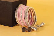 NMII Stylish Silver Latkan Metal Bangles Set For Women & Girls with | Designer Women's Chuda Bangles | Girl's Bangles Bracelet For Wedding, Party, Occasion Wear-Set of 32