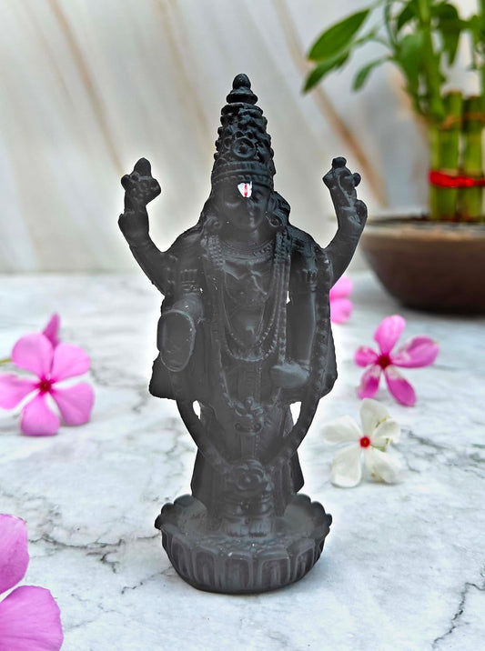 SHINDE EXPORTS Govinda Idol for car Dashboard/Balaji murti for car/tirupati Balaji murti/Balaji Vishu Statue for Pooja Room (Black)
