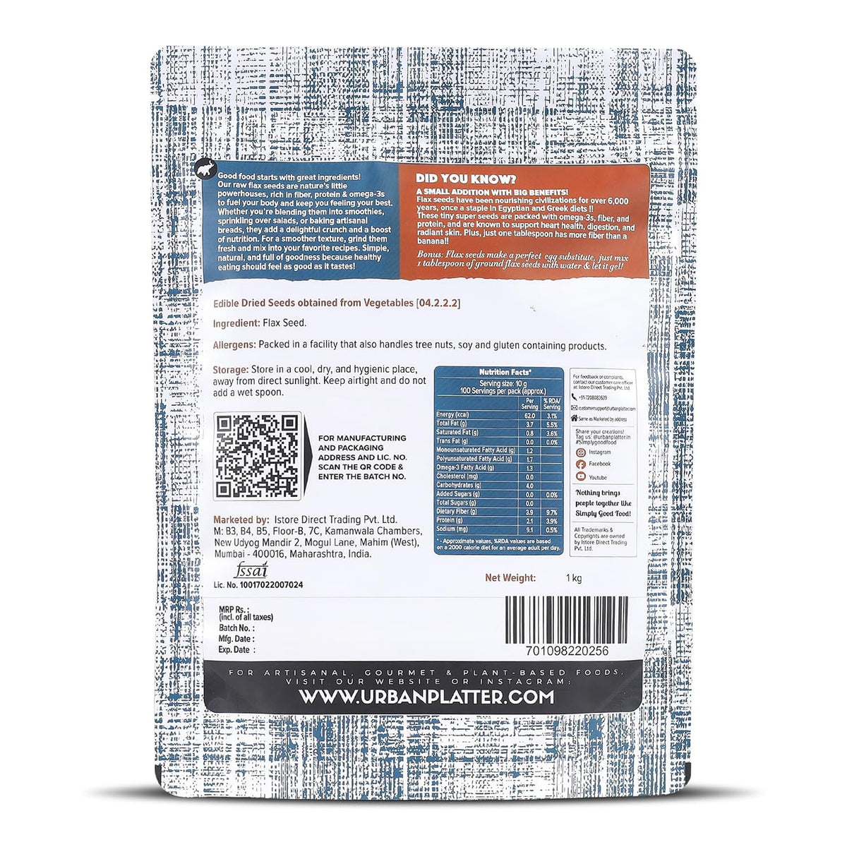 Urban Platter Flax Seeds, 500g x 2 (Alsi | Heart-Healthy | Protein and Fiber Rich | Use in salads | After meal Digestive)