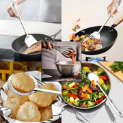 Parage 6 Pieces Stainless Steel Kitchen Tools for Cooking & Serving, Basting Spoon (Chamcha), Ladle(Karchhi), Slotted Turner, Skimmer(Jhara), Turner/Spatula (Palta), Blending Egg Whisk, Silver