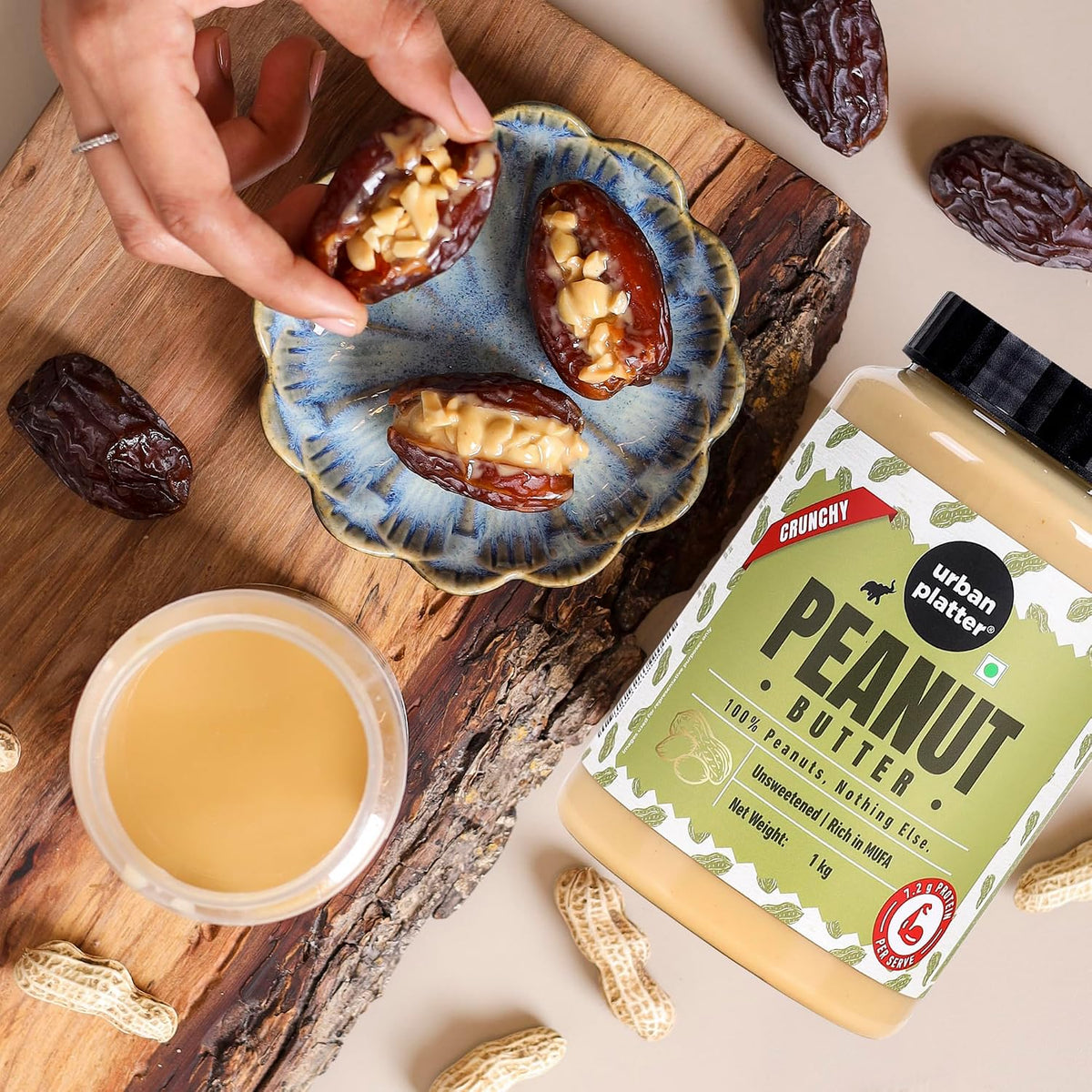 Urban Platter Crunchy Peanut Butter, 1Kg (Bold Roasted Flavour | Crunchy Texture | Single Ingredient | Keto-Friendly)