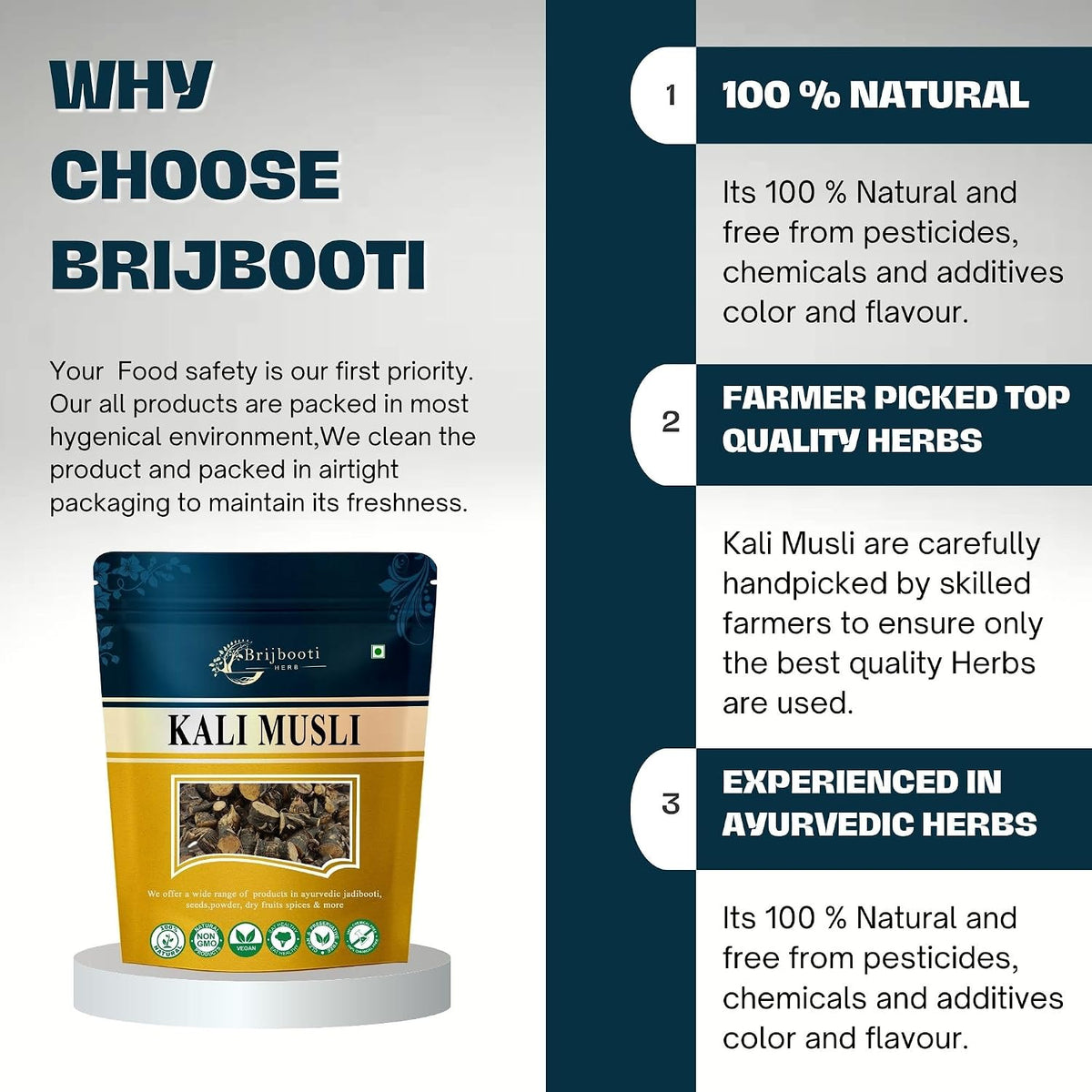 Brijbooti Kali Musli - Curculigo Orchiodes - Black Musli 100 Gr