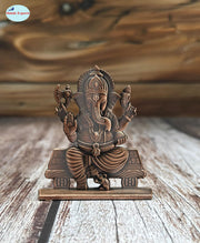 SHINDE EXPORTS Brass Ganesha Idol, Small Ganpati Murti Statue for Car Dashboard, Home, Office Table (Copper)