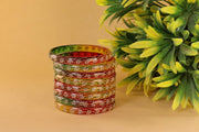 NMII Transparent Glass Bangles Kada Set For Women & Girls with Sparkling Golden Zircon Diamonds & Beads | Latest Girls Bangles Kangan Chudiyan | Daily, Wedding, Party, Office Jewellery