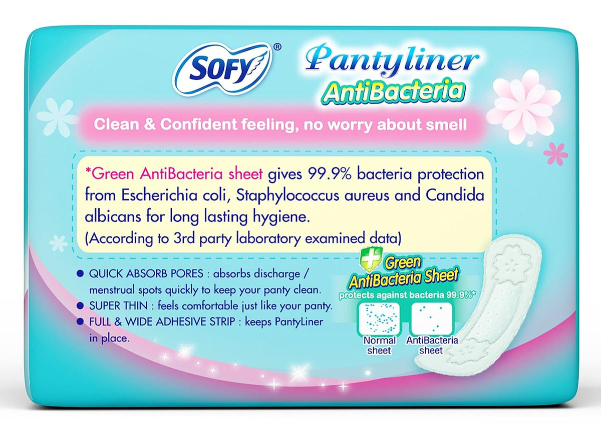 Sofy Antibacteria | Women Pantyliners | 18 liners | Prevents Spotting | Feel Clean & Dry | Hygiene & Herbs | Ultra Thin