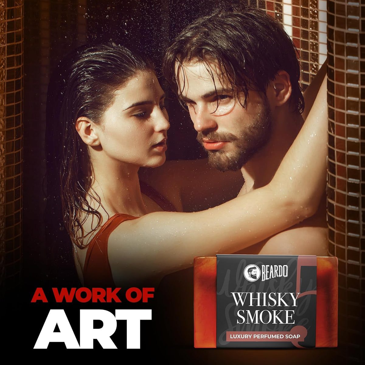 Beardo Whisky Smoke Perfumed Luxury Soap for Men, 75g | Deep cleanses skin pores | Repairs broken skin and Reduce Hyperpigmentation | Refreshing Fragrance all day long
