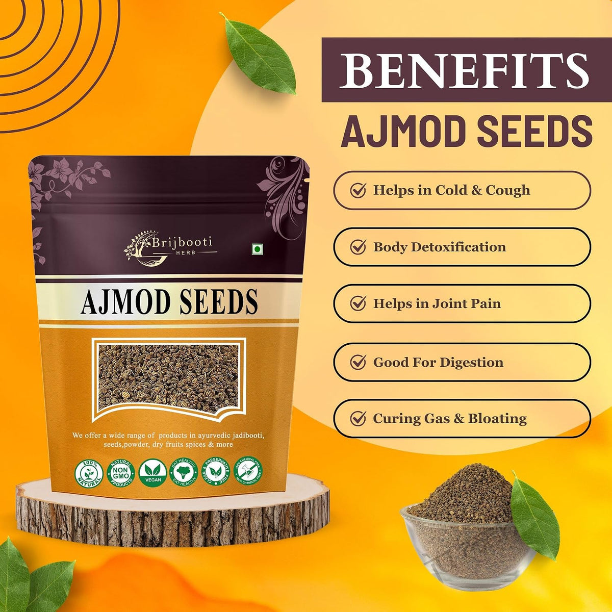 Brijbooti Ajmod 200 Gram - Ajmoda - Apium Graveolens - Celery Seeds | FSSAI, GMP, ISO Certified
