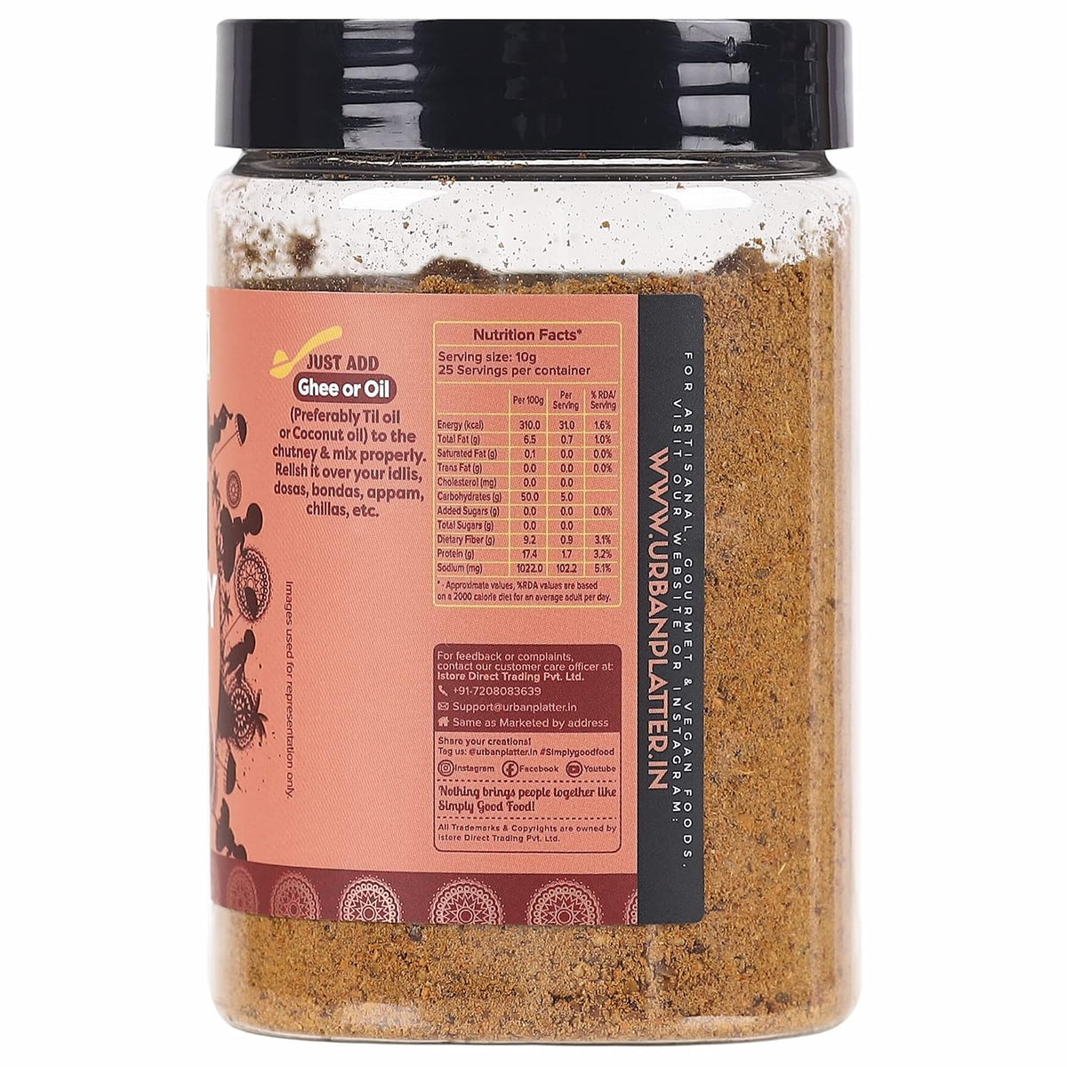 Urban Platter Classic South Indian Tamarind Podi Chutney Powder, 250g (Ready to use, Just add ghee or Oil)