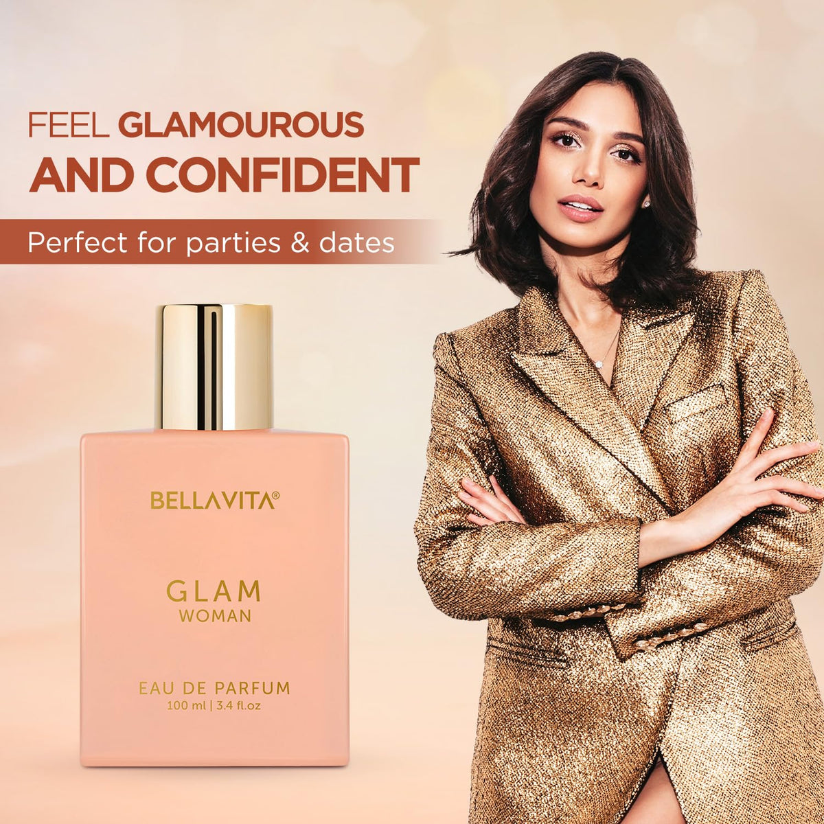 Bella Vita Luxury Women Eau De Parfum Wood Scent Spray Gift Set 4X20 Ml & Glam Women Eau De Parfum Perfume For Her With White Honey & Virginia Cedar Scent, 100 Ml