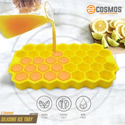 E-COSMOS® Ice Cube Tray Silicone for Freezer Honeycomb 37 Cavity Ice Cube Mould Flexible Tray for Freezer, Chocolate Cake Maker, Ice Trays for Chilled Drinks, Reusable (Honeycomb (POF-2))