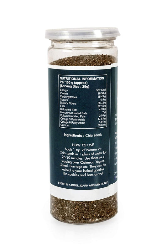 NatureVit Raw Chia Seeds 400g | Superfood for Eating | Rich in Omega-3, Fiber & Protein | Ideal for Weight Loss, Digestion & Energy | Gluten-Free & Vegan