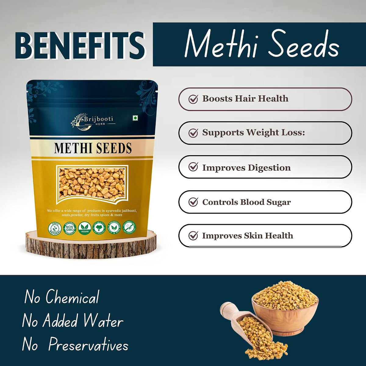 BrijBooti Birju Mahavir Methi Dana Seed 200 Gram | Methi seeds fenugreek | Fenugreek Seeds | Whole Methi Dana Seeds | Indian Spices