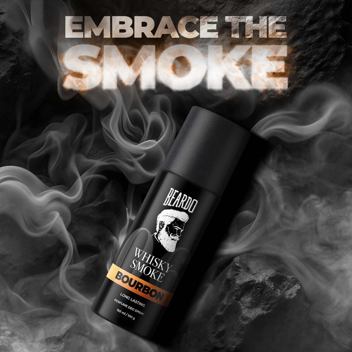 BEARDO PERFUME DEO SPRAY - Whisky Smoke Bourbon, 150ml | Get compliments with Long lasting Leathery, Woody Deodorant | Gift for Men | Christmas gift for men | Gift For Friends