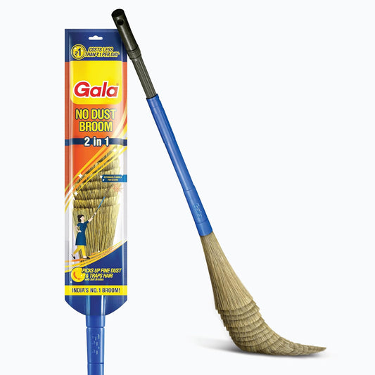 Gala No Dust – India's No. 1 Broom | Extendable Handle, No Ladder Needed for Ceiling & Fan Cleaning | Broomstick Jhadu | Traps Fine Dust & Hair, No Back Strain