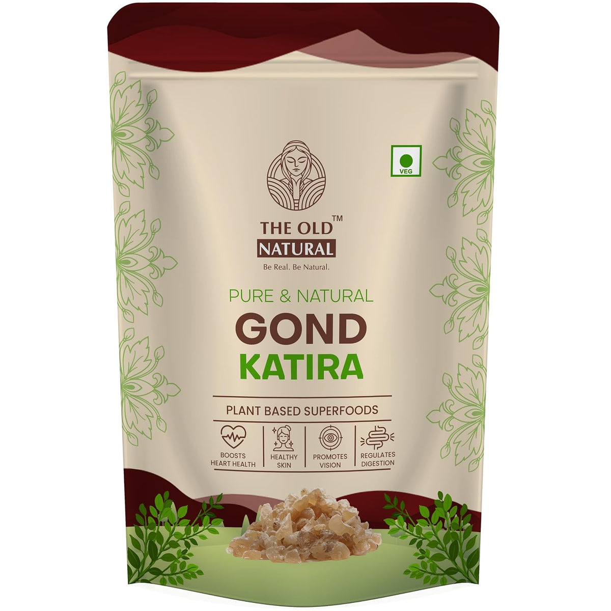 The Old Natural Gond Katira (Tragacanth Gum) – 100% Natural Plant-Based Edible Gum | Cooling Superfood for Summer Drinks | Supports Digestion & Hydration | 200g