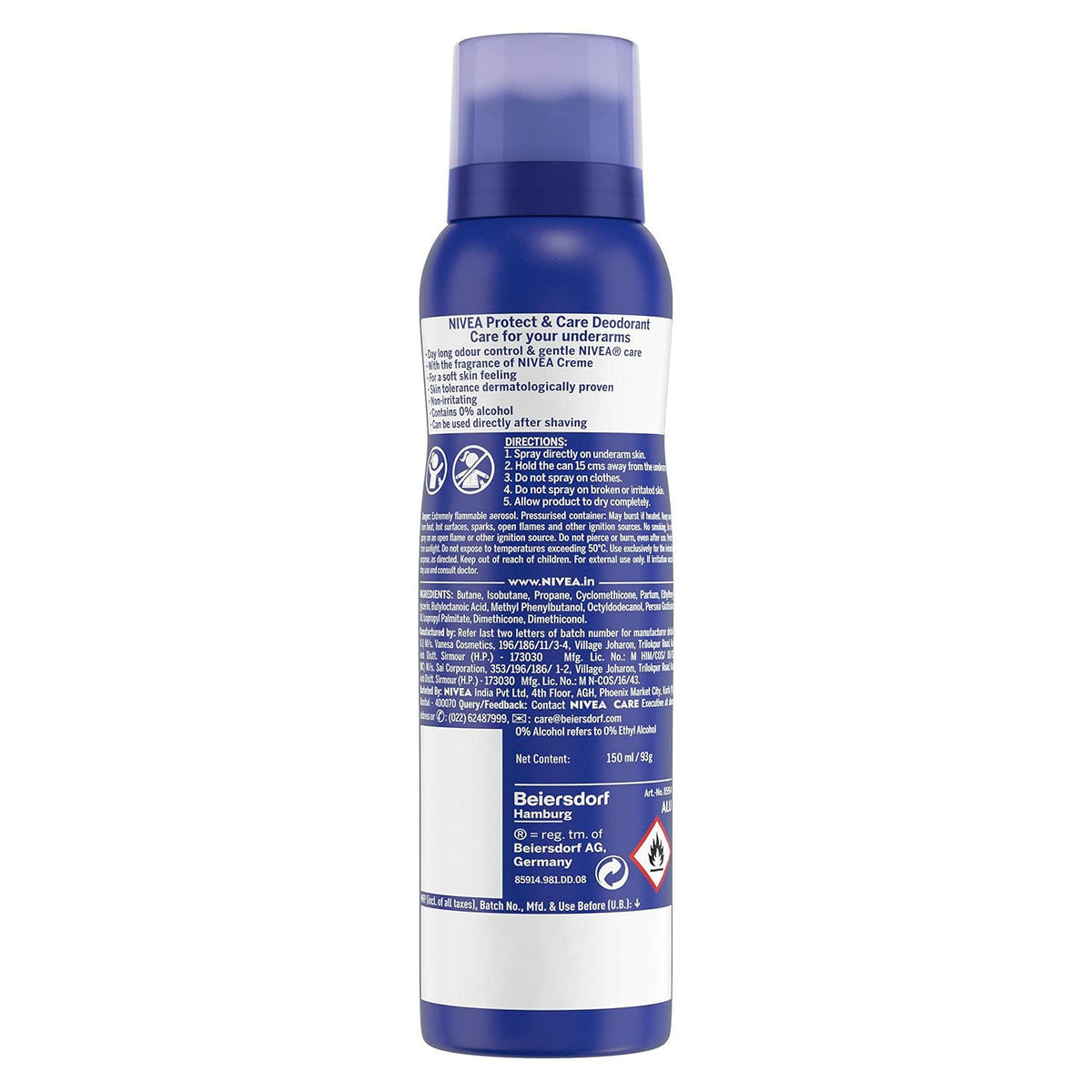 Nivea Unisex Fresh Natural Deodorant Spray For, 3X150Ml With Protect And Care Deodrant Spray, 150Ml, Pack Of 1
