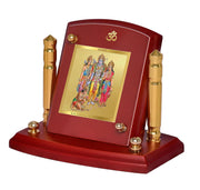 DIVINITI Ram Darbar God Idol Photo Frame for Car Dashboard, Table Décor|MDF 1B Wooden Frame, 24K Gold Plated Foil and Engraved Pillars of Brass|Idol for Pooja, Gifts Items (7X 9CM)