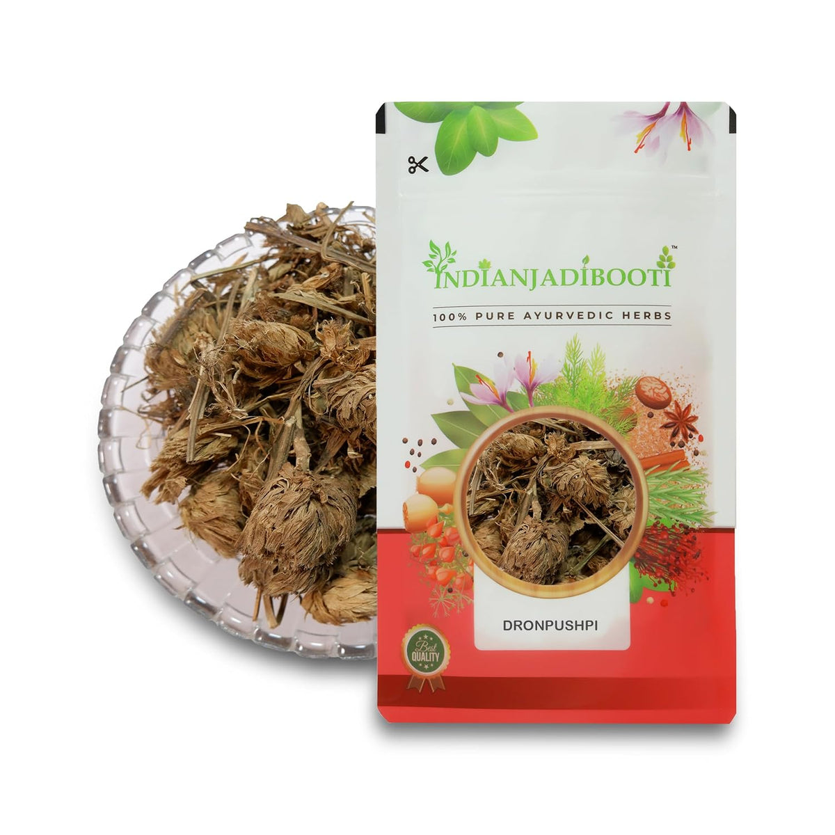 IndianJadiBooti Dronpushpi Panchang (Leucas Cephalotes) - Total 200g (2 Packs x 100g) | Guma/Thumbai Dried Herb | Natural Ayurvedic Support for Liver Care, Sinus & Respiratory Health