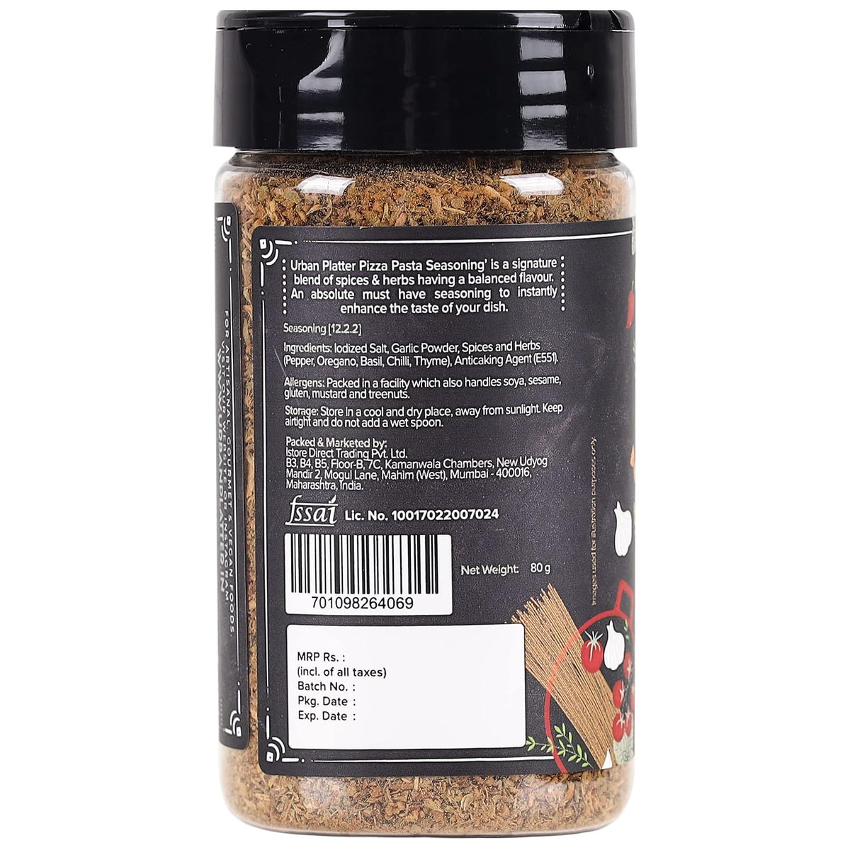 Urban Platter Pizza Pasta Seasoning, 80g (Signature Italian-Style Seasoning | Multipurpose Herb & Spice Blend | MSG-Free)