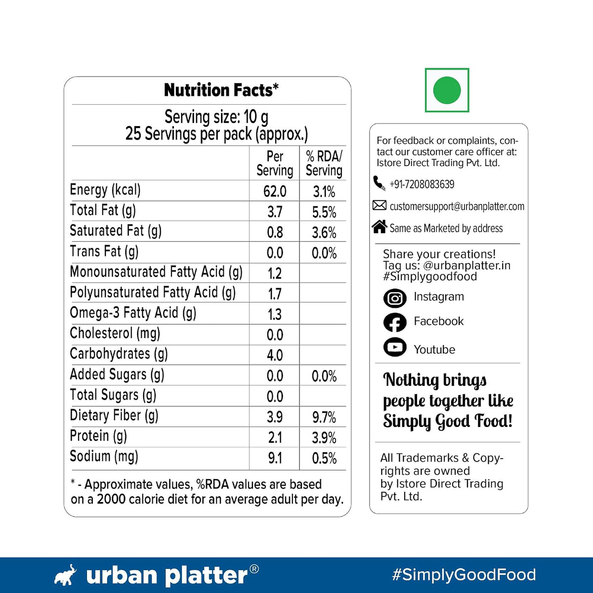 Urban Platter Flax Seeds, 500g x 2 (Alsi | Heart-Healthy | Protein and Fiber Rich | Use in salads | After meal Digestive)
