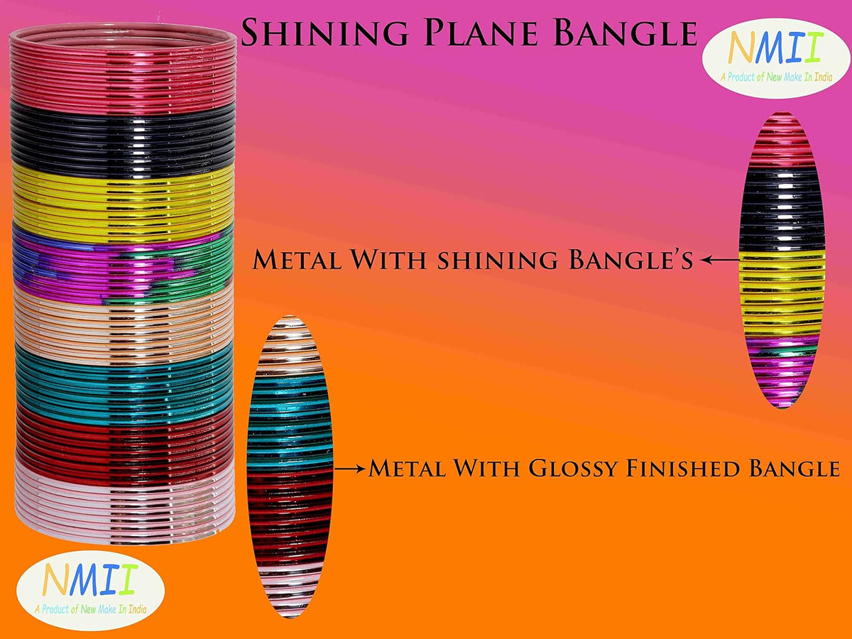NMII Non-Precious Metal Base Metal with Simple and Smooth Edges Glossy Finished Bangle Set For Women and Girls