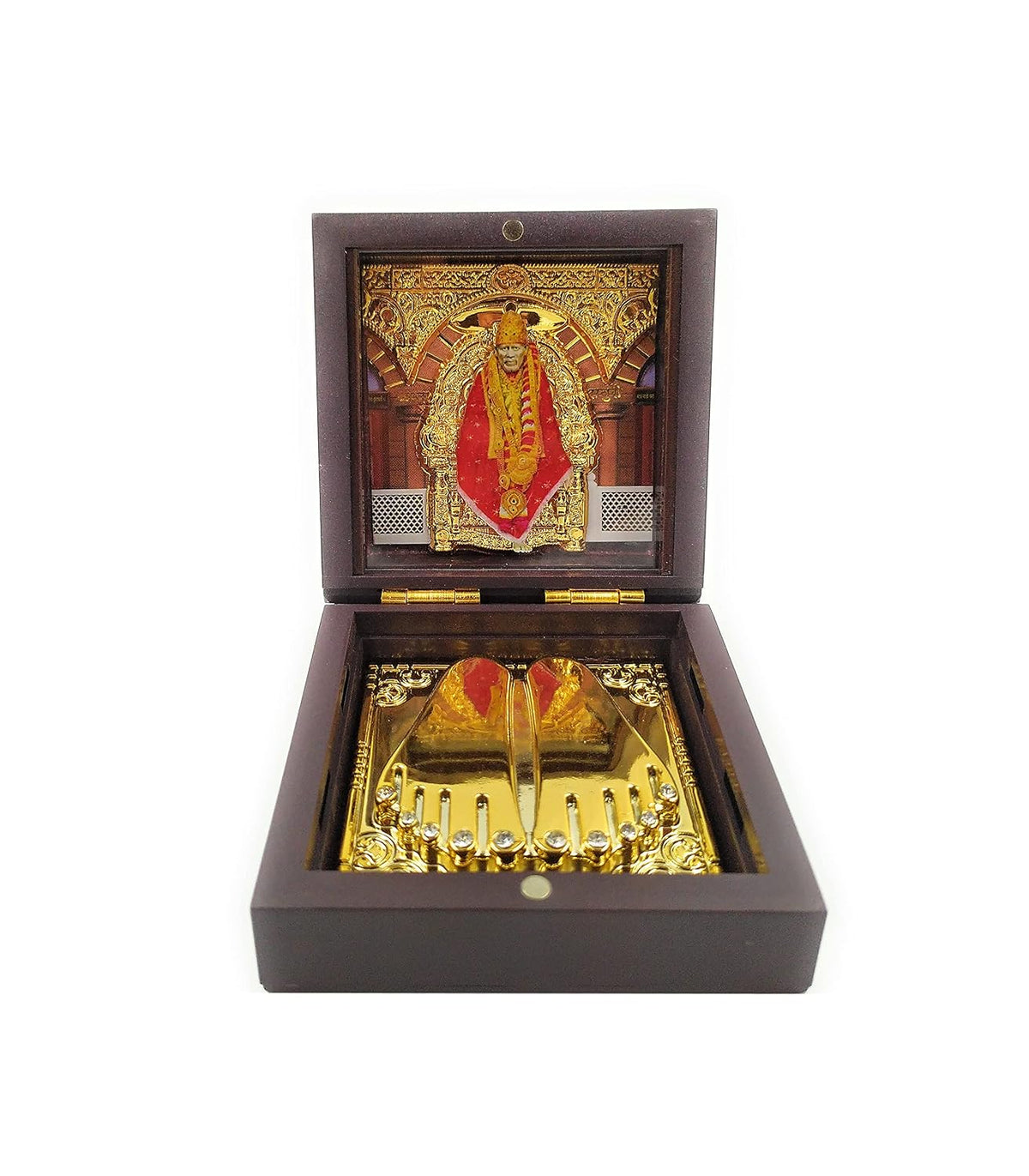 SHINDE EXPORTS Shirdi Saibaba Charan paduka Gift Box for puja (Mini Size (8x8cm))