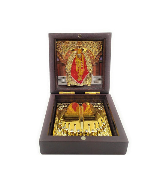 SHINDE EXPORTS Shirdi Saibaba Charan paduka Gift Box for puja (Mini Size (8x8cm))