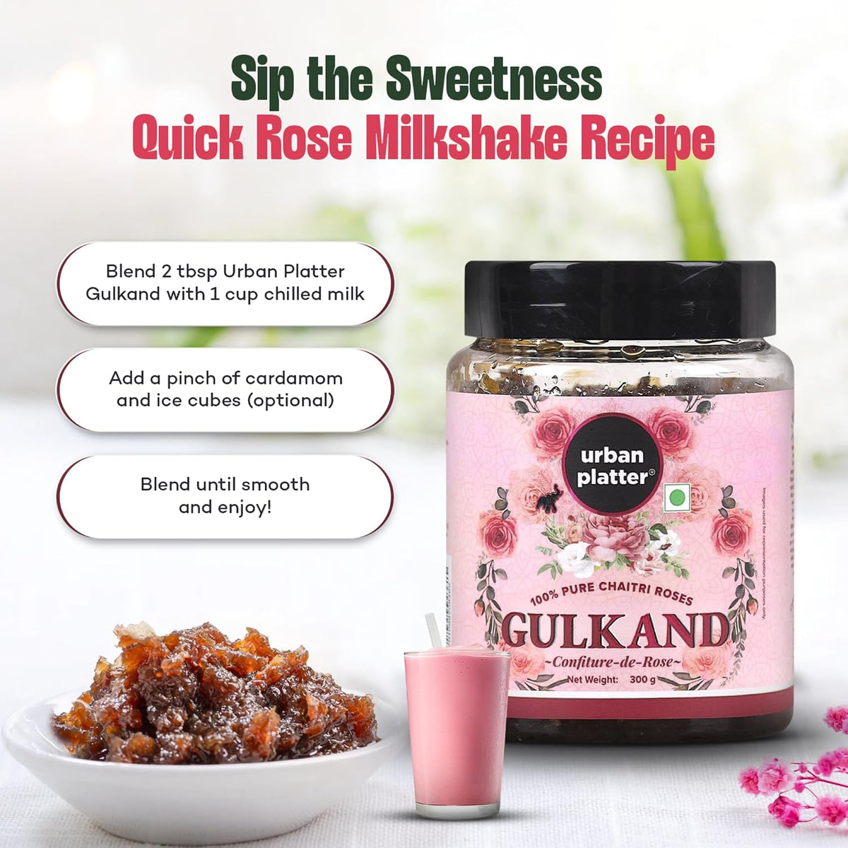 Urban Platter Natural Himalayan Gulkand Rose Petal Jam, 300 g