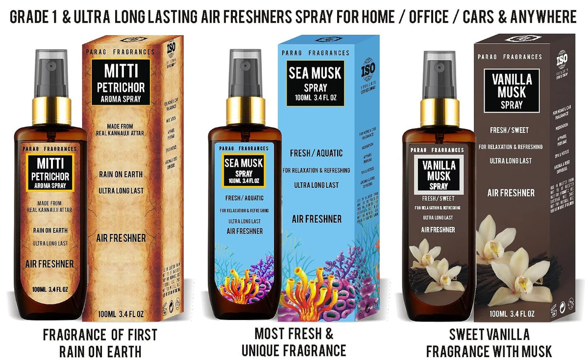 Parag Fragrances Essential Oil Room Spray Perfume For 24 Hours Freshness & Fragrance at Home/Spreading Positive Energy, Best For Relaxation, Air Freshener / 100ml (Kesar-Chandan)
