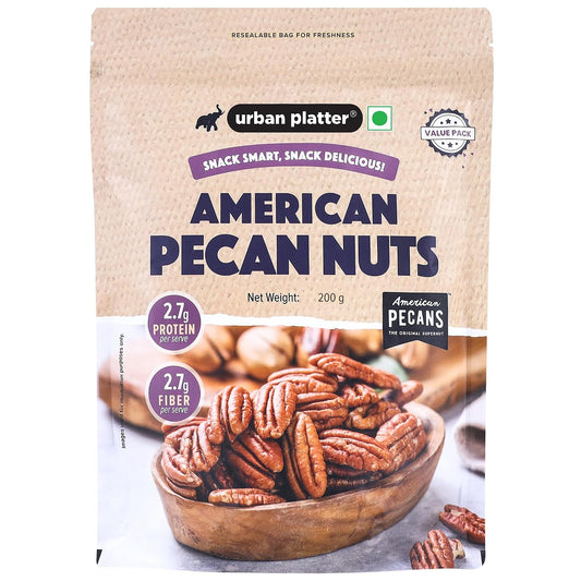 Urban Platter American Pecan Nuts, 200g (Rich in fibre & Healthy Fats | Antioxidant-Rich | Ideal for Snacking & Baking | Halves)