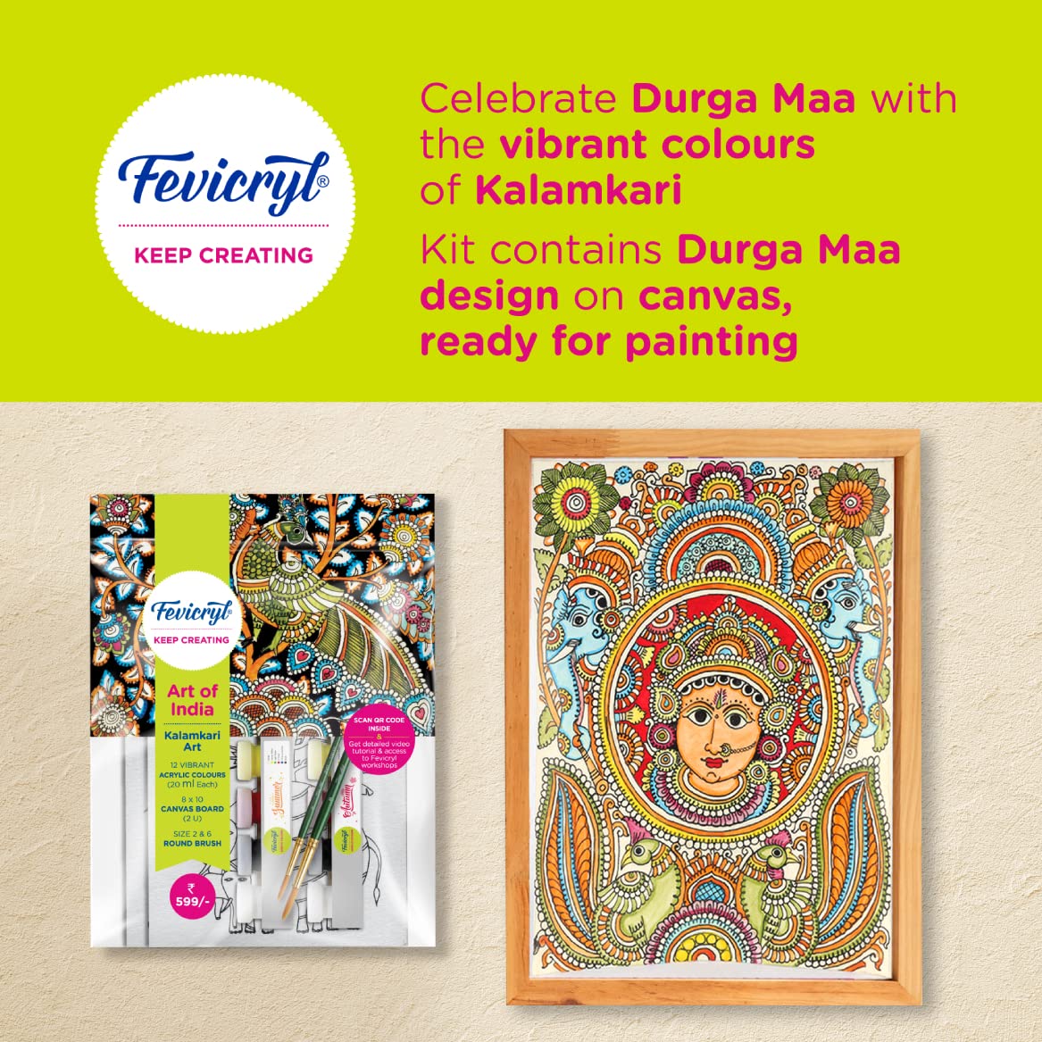 Fevicryl DIY Self Painting Art of India Kit & Pidilite Acrylic Colours Sunflower Kit