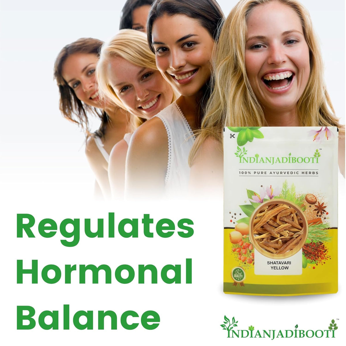 IndianJadiBooti Shatavari Yellow (Asparagus racemosus) | Natural Satavar Herb For Hormonal Balance & Reproductive Health | 400 Grams | Pack Of 2