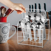 Parage 25 Pieces Decora Premium Stainless Steel Cutlery Set For Home & Kitchen (Contains: 6 Table Spoons, 6 Forks, 6 Master Spoons, 6 Soup Spoons, 1 SS Stand) Spoon Set, Dining Tableware Fancy- Silver