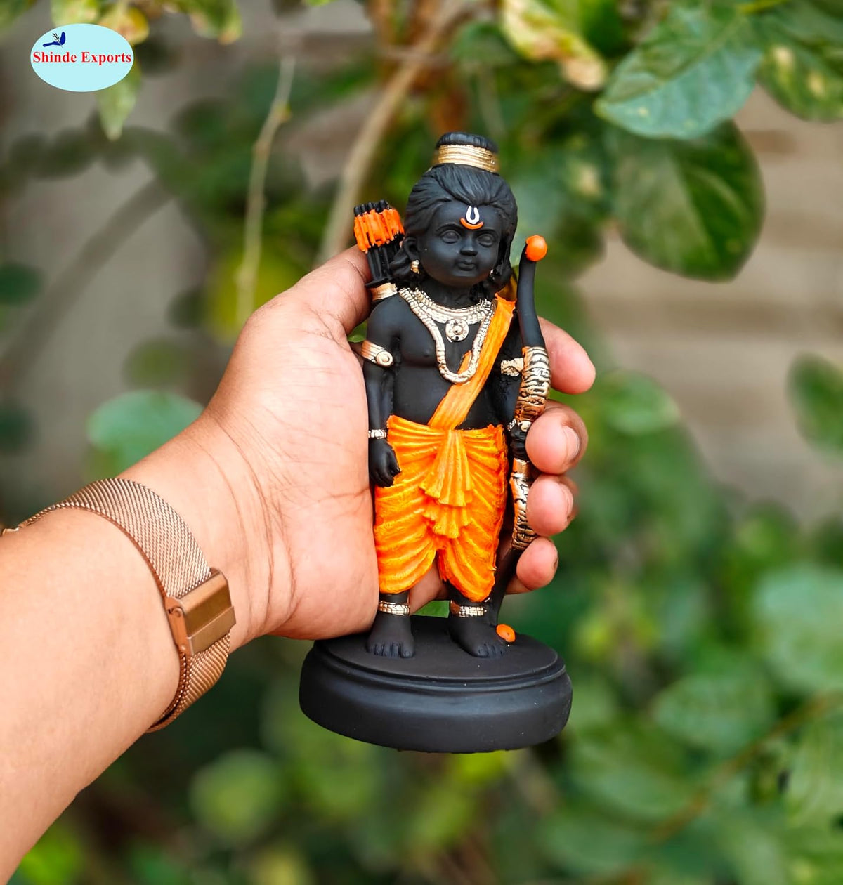 SHINDE EXPORTS shri ramlala murti ram Marble Idol ayodhya for Home décor Gift Pooja Small Size 7 inches Statue (Orange Dhoti)