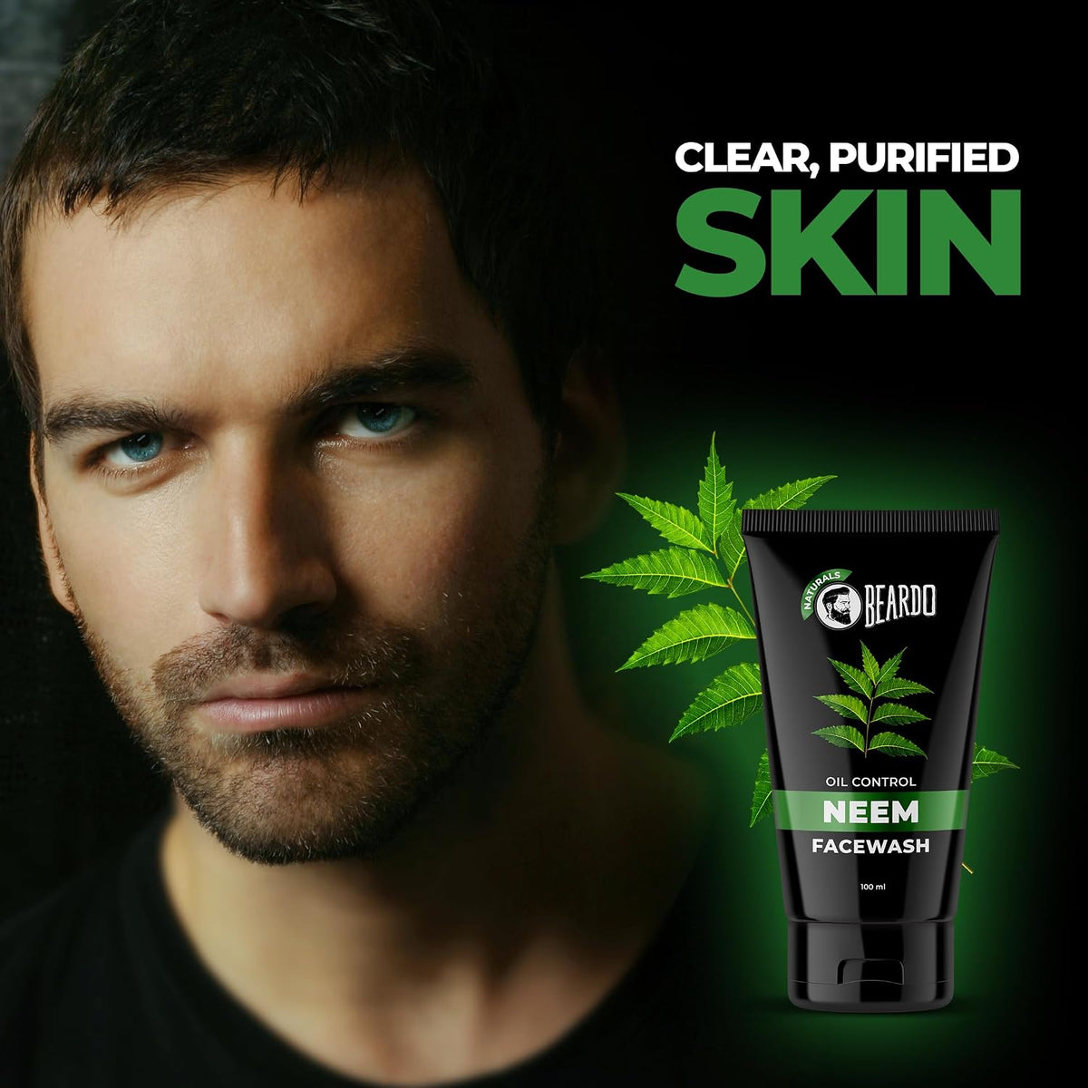 Beardo Purifying Neem Face Wash for Oil Control, 100ml (Pack of 2) | Soothes & Heals | Daily facewash for men | Gentle cleansing for oily-acne-prone skin