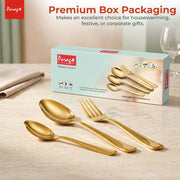 Parage 18 Pieces Stainless Steel Golden Spoon & Fork Set, Premium Cutlery Set for Home & Kitchen, Luxury PVD Gold Flatware for Elegant Dining (6 Pieces Each Table Spoons, Forks & Tea Spoons)