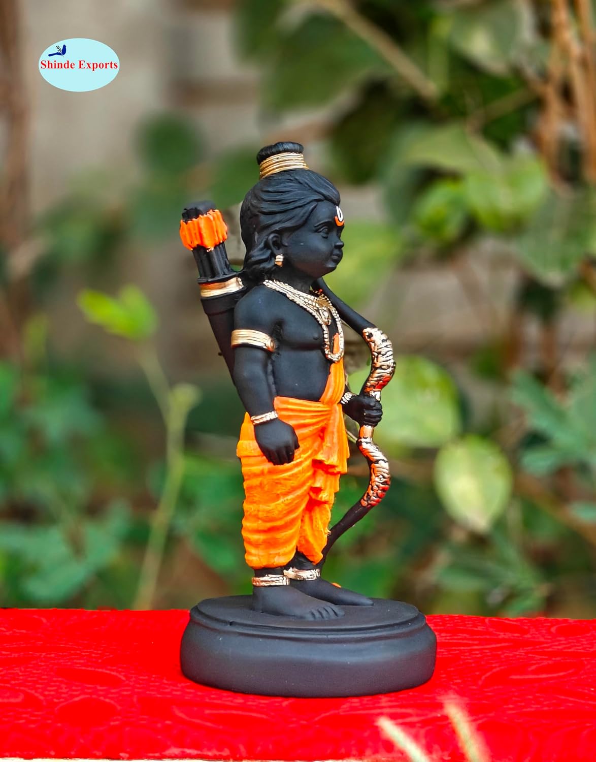 SHINDE EXPORTS shri ramlala murti ram Marble Idol ayodhya for Home décor Gift Pooja Small Size 7 inches Statue (Orange Dhoti)