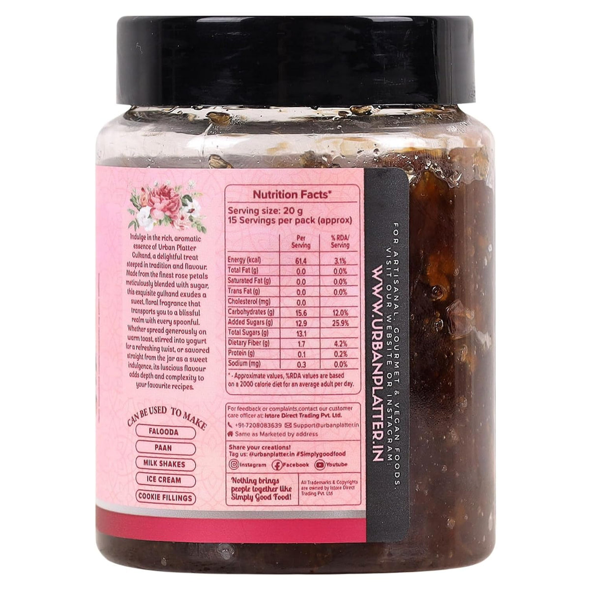Urban Platter Natural Himalayan Gulkand Rose Petal Jam, 300 g