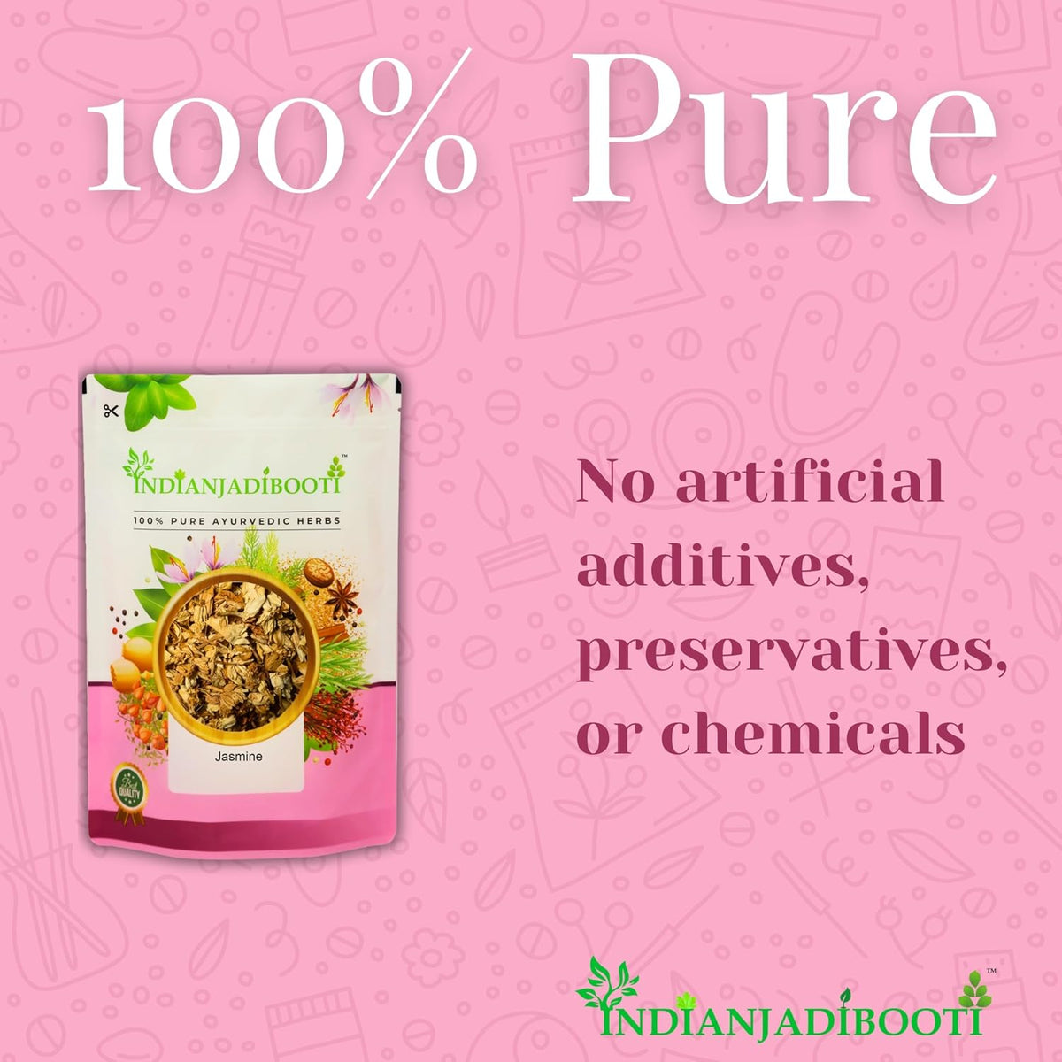 IndianJadiBooti Pure Dried Jasmine Flowers (Mogra/Chameli) | Traditional Aromatic Botanical for Calming Herbal Teas, DIY Skincare & Apothecary Crafting 100 Grams Pack