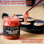 Urban Platter Pink Sushi Ginger, 190g, Drained Weight 110g [Gari, Japanese Style Pickled Ginger, Sushi Ingredient, Thinly Sliced, Perfectly Aromatic]