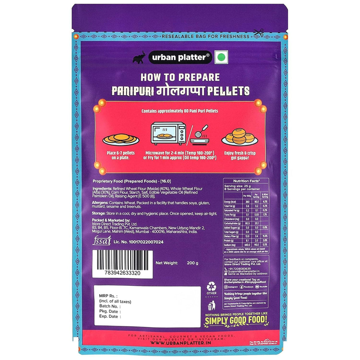Urban Platter Ready-to-Fry Dry GOL Gappa (Pani Puris), 200g