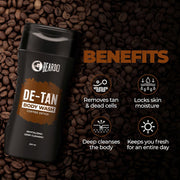Beardo De-Tan Body Wash for Men, 200ml (Pack of 2) | Tan Removal| Caffeine Body Wash | With Coffee & Aloe Extracts | For Body & Face | Refreshing Fragrance