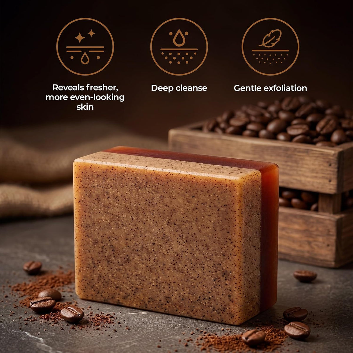 Beardo De-Tan 2-in-1 Scrub Bathing Bar for Men,75g | Dual Action Cleansing & Exfoliation | Niacinamide, Kojic Acid, Glycolic Acid & Coffee Extracts | Helps Remove Tan, Dirt & Dead Skin