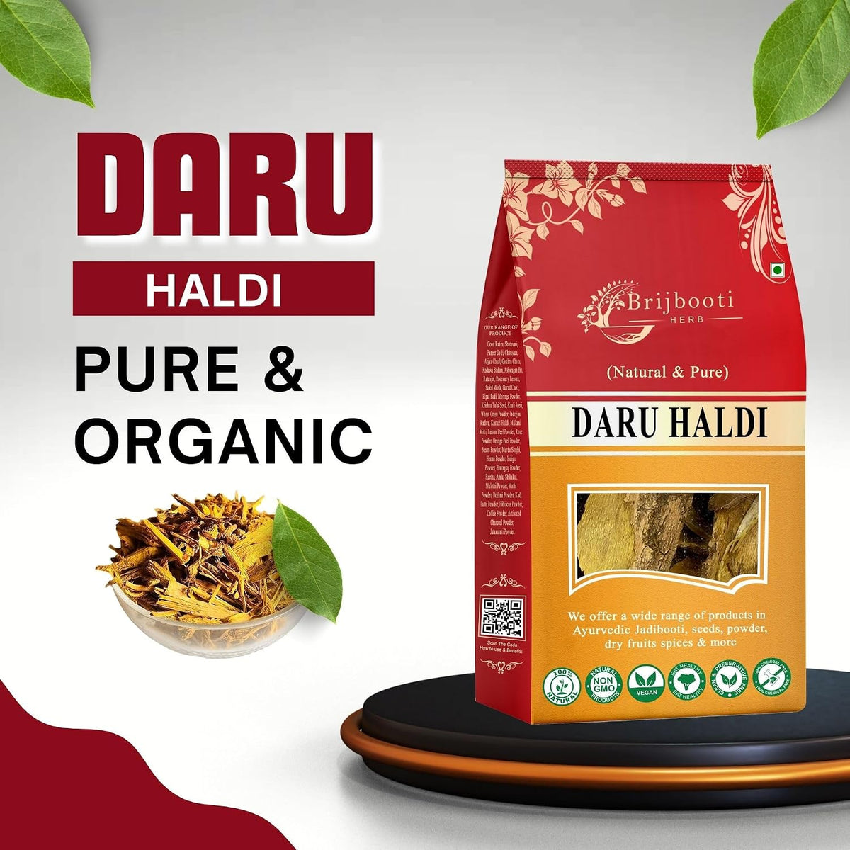 BrijBooti Daru Haldi Bark -(200 Gm) | Berberis aristata | Indian Barberry Daru Haldi Chaal
