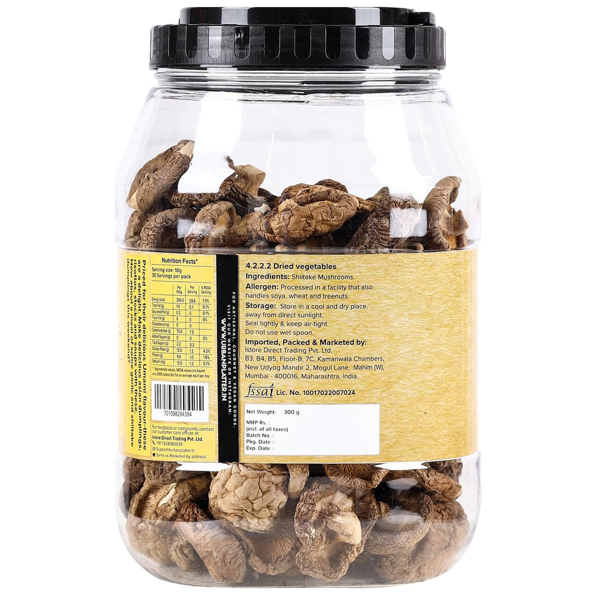 Urban Platter Dried Shiitake Mushrooms, 300g (Umami-Rich | Value Pack| Rehydrates Quickly)
