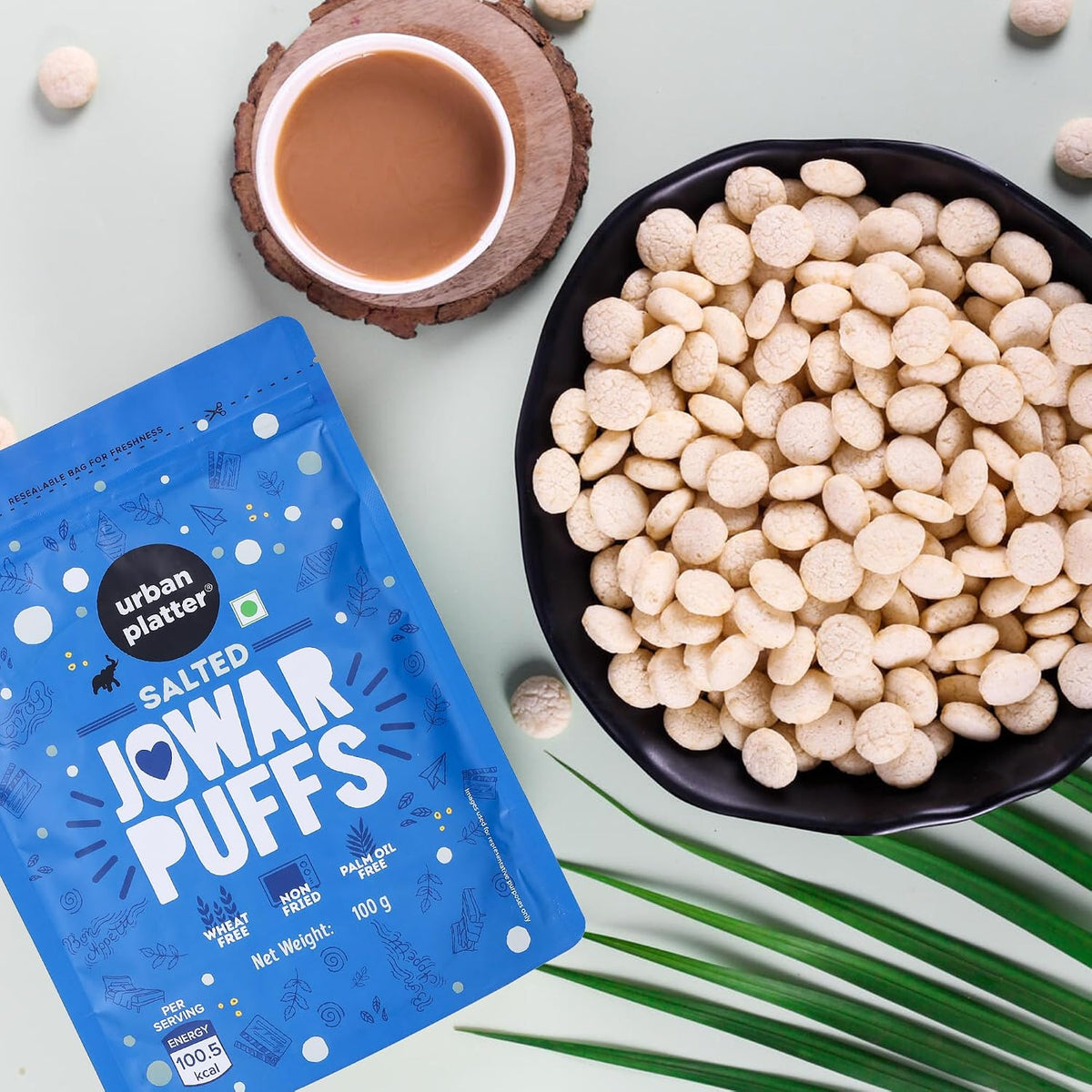 Urban Platter Jowar Puffs, 100g (Gluten-Free | Palm Oil-Free | Baked, Not Fried | Light & Crunchy | Sorghum Puffs)