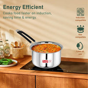 Parage 2 Pieces Stainless Steel Sauce Pan, Tea Pan, Milk Pan Heavy Gauge with Heat-Resistant Wire Handle Induction & Gas Stove Friendly (1.25 LTR & 1.75 LTR, Silver)